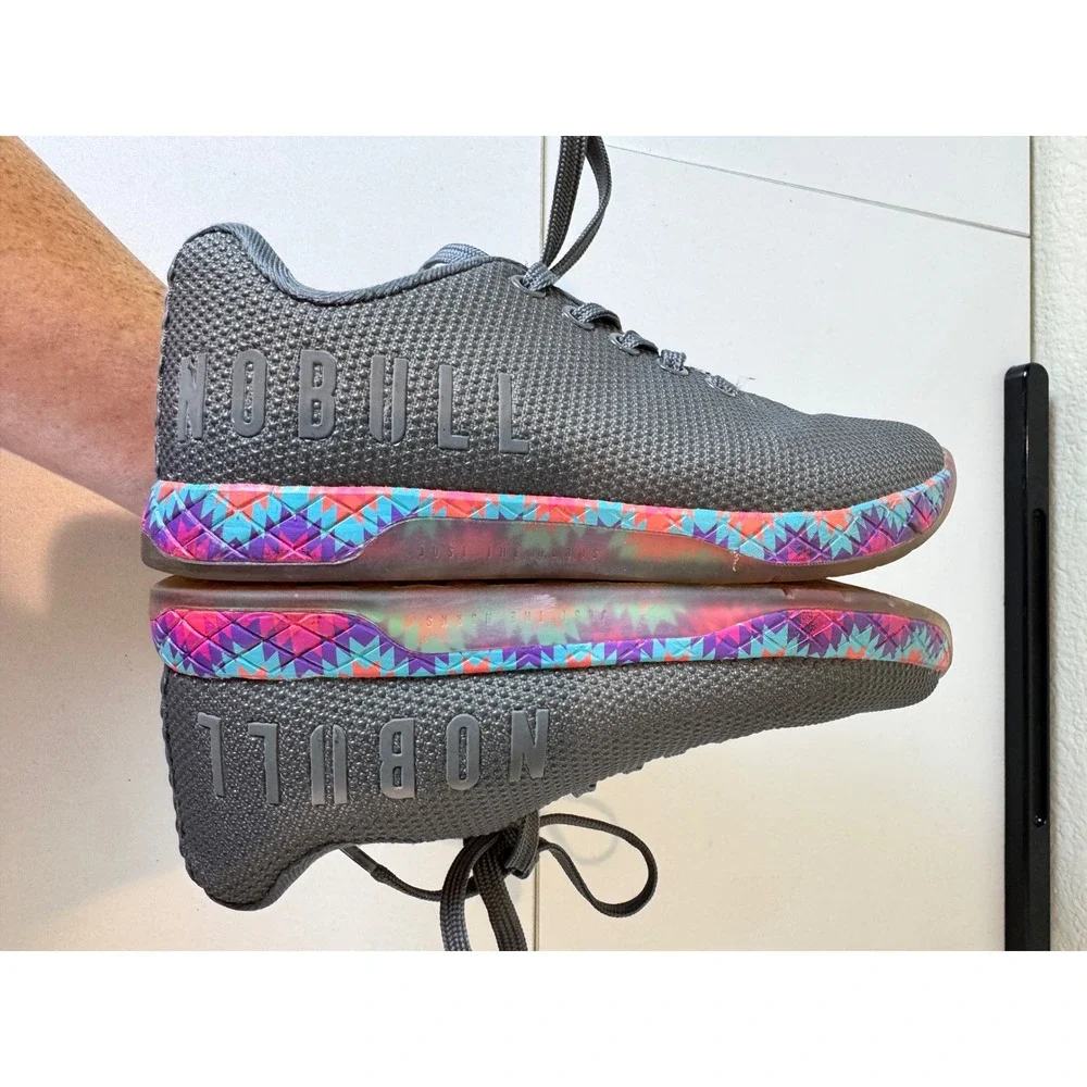 NOBULL Trainer Shoes Women 5.5 SuperFabric Geometric Neon Low Top Sneakers